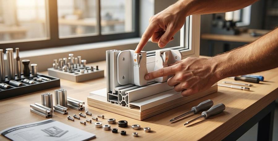 Brixwell 50-2008EW Euro White Dual Action Single/Double Hung Or S in use